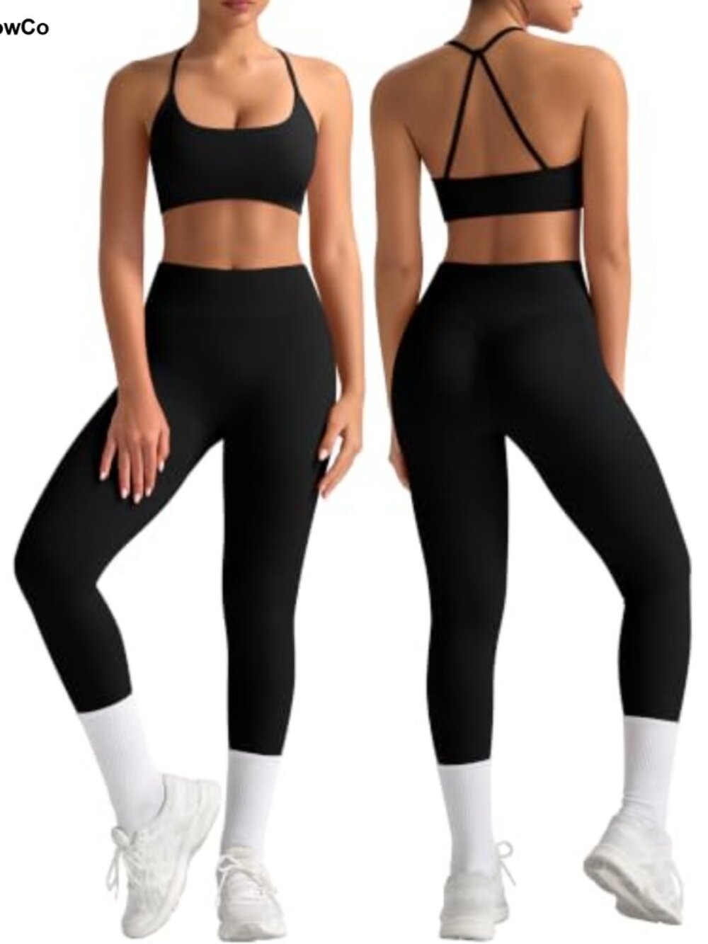 2 Piece Workout Sets Halter Sports Bra Scrunch Butt Lifting Leggings